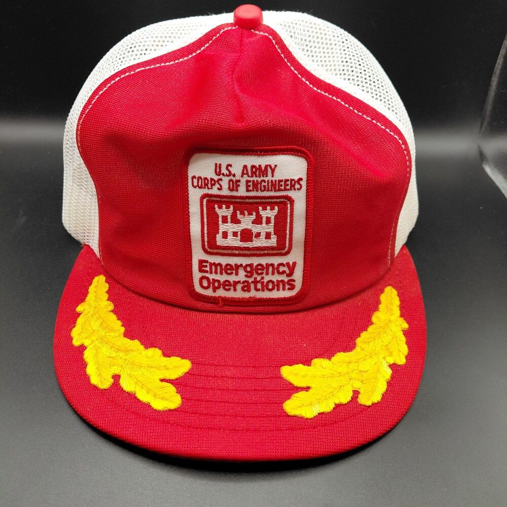 Vintage US Army Corps of Engineers Hat Snapback Trucker Mesh Emergency Operation